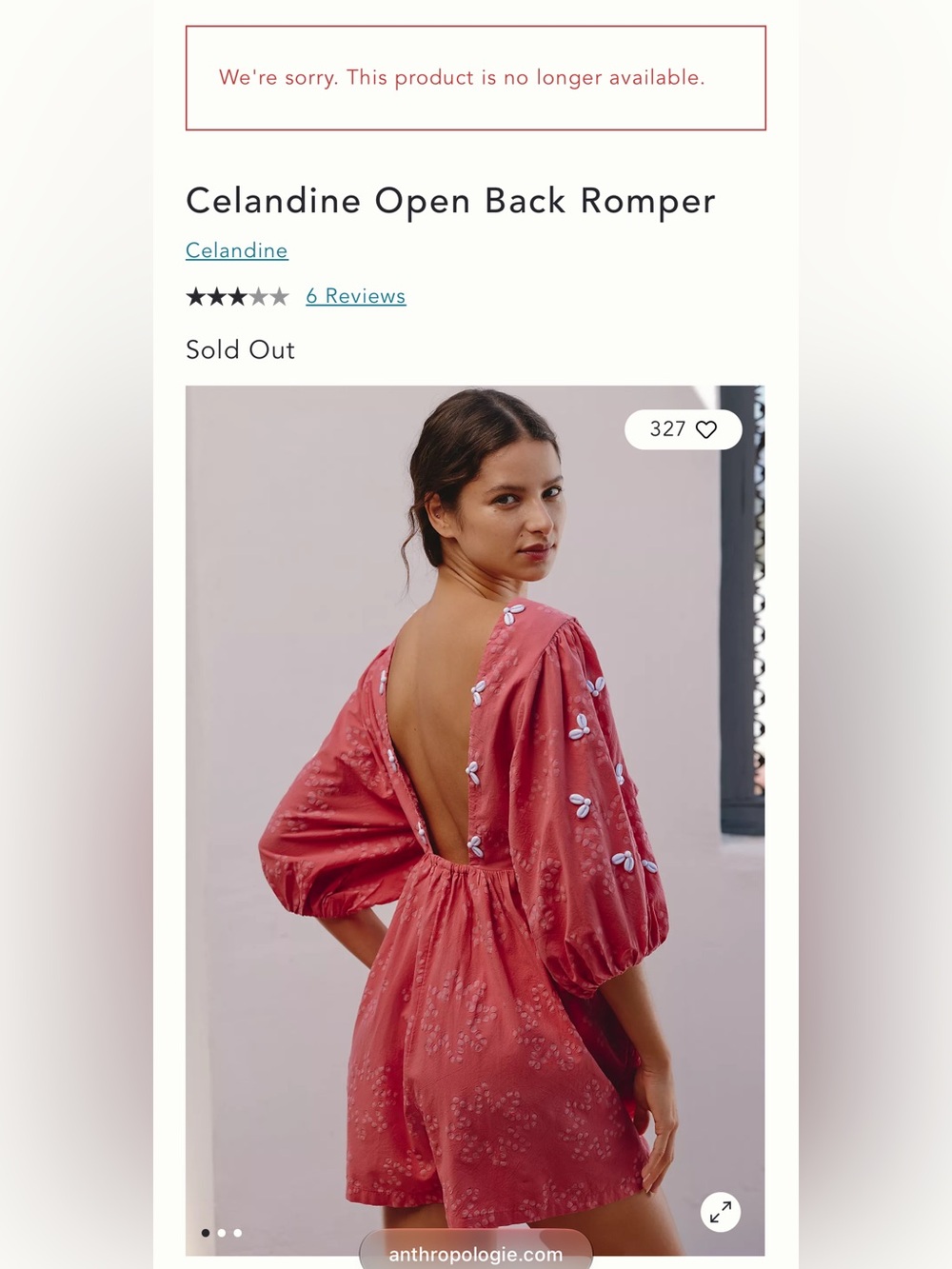 Anthropology Celandine Open Back Romper